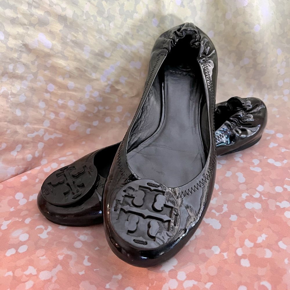 Black patent leather look Ballet Flats Tory Burch